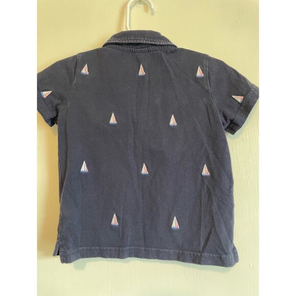 Janie and Jack blue polo shirt sailboats collared buttons short sleeve 18 -24 m - Picture 2 of 5